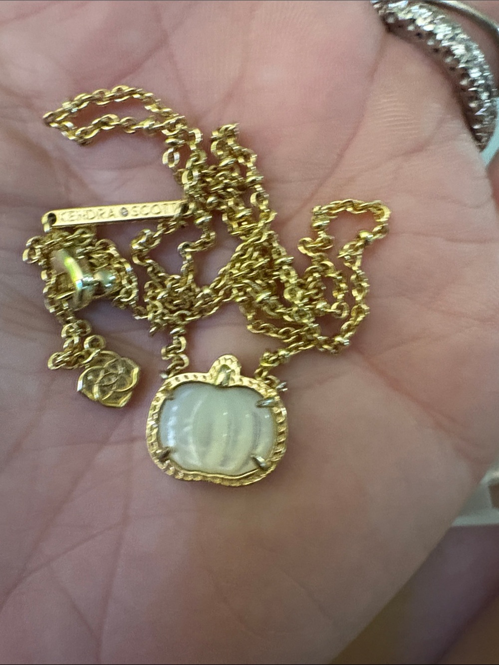 Kendra Scott Gold White Pumpkin Halloween Necklace